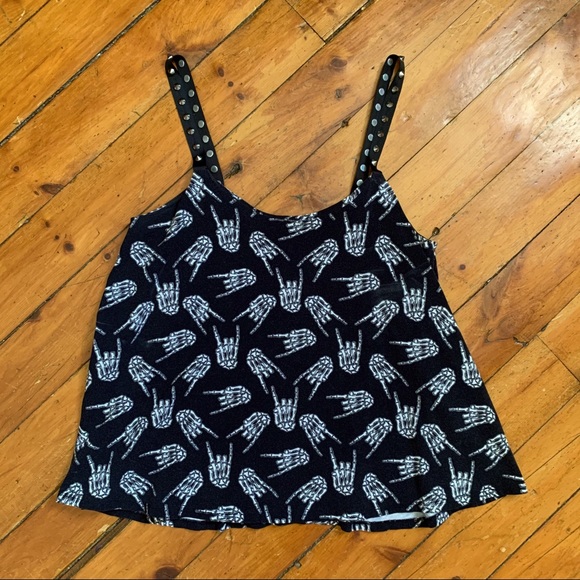 Skeleton Hand & Spike Strap flowing tank 💀🖤🤘 - Picture 7 of 10